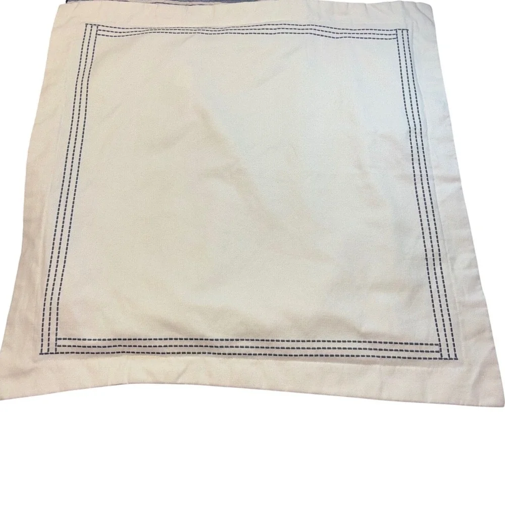 Madison Park Lot of 2 Pillow Shams‎ Blue Stripe, Beige Button Closure-No Pillows